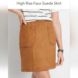Maurices High Rise Brown Faux Suede Skirt With Pockets, Size 10 NEW!